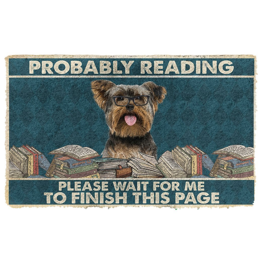 Bugybox 3D Yorkshire Terrier Probably Reading Please Wait Doormat