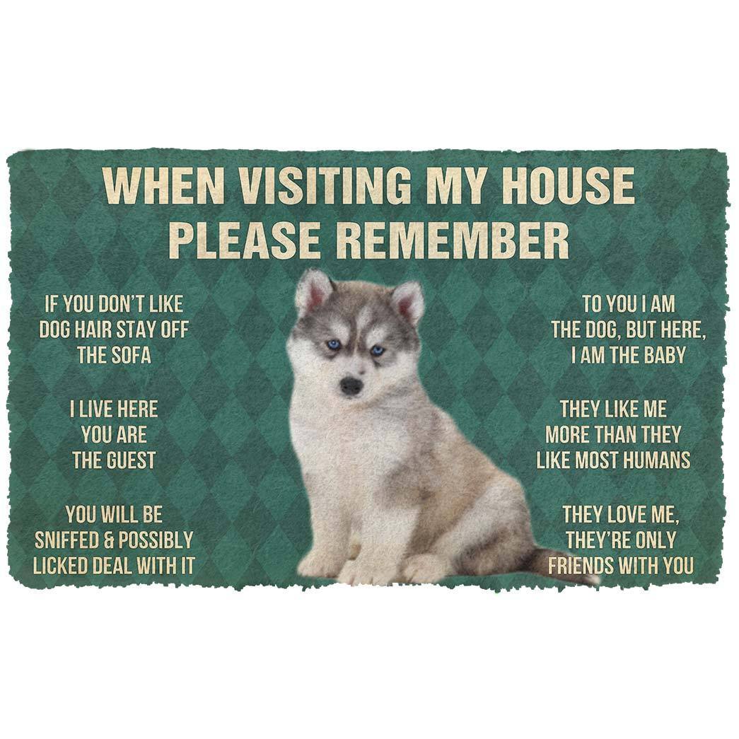 Bugybox 3D Please Remember Husky Puppy Dogs House Rules Doormat