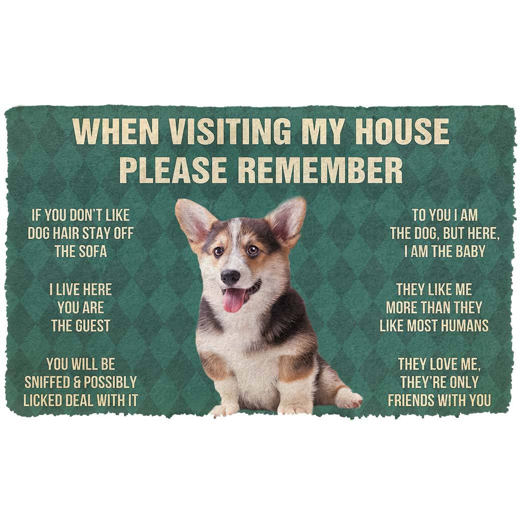 Bugybox 3D Please Remember Pembroke Welsh Corgi Puppy Dogs House Rules Doormat