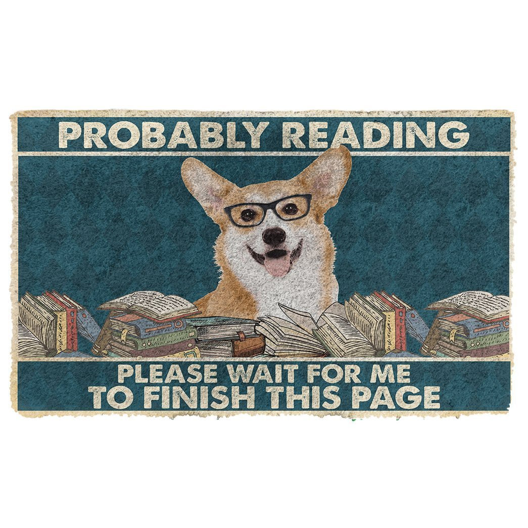 Bugybox 3D Corgi Probably Reading Please Wait Doormat