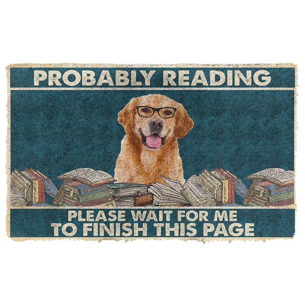 Bugybox 3D Golden Retriever Probably Reading Please Wait Doormat