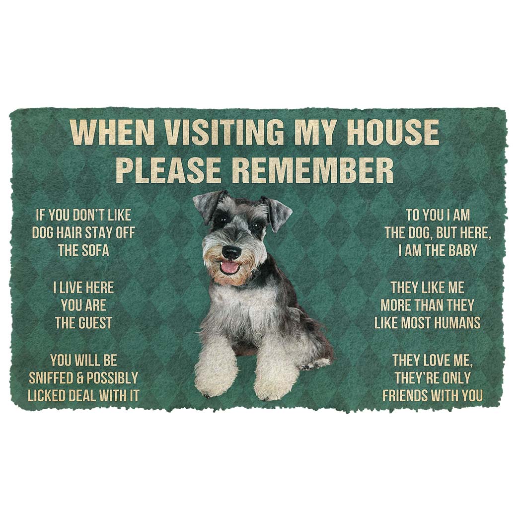 Bugybox 3D Please Remember Miniature Schnauzer Puppy Dogs House Rules Doormat