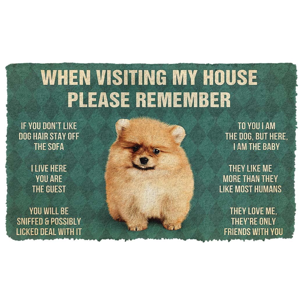 Bugybox 3D Please Remember Pomeranian Puppy Dogs House Rules Doormat