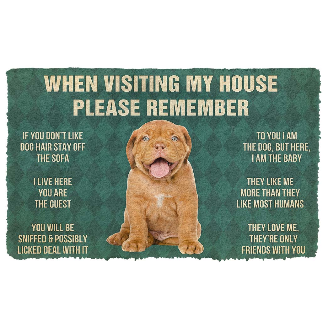 Bugybox 3D Please Remember Dogue de Bordeaux Puppy Dogs House Rules Doormat