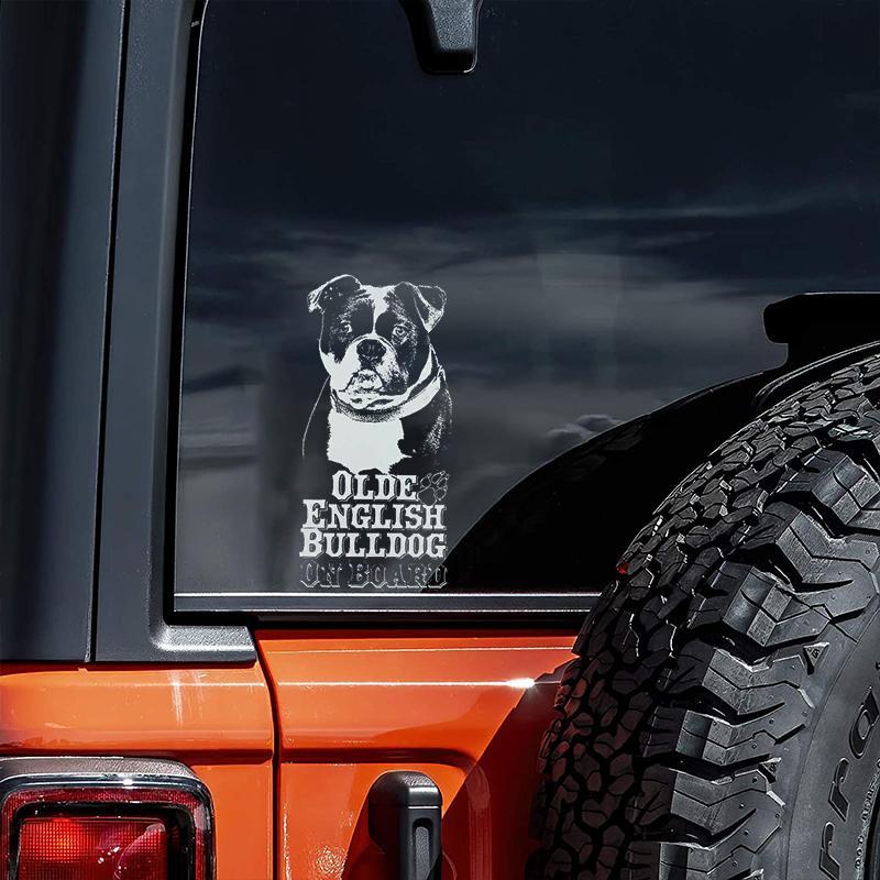 Olde English Bulldog on Board-Car Window Sticker-Dog Sign Decal