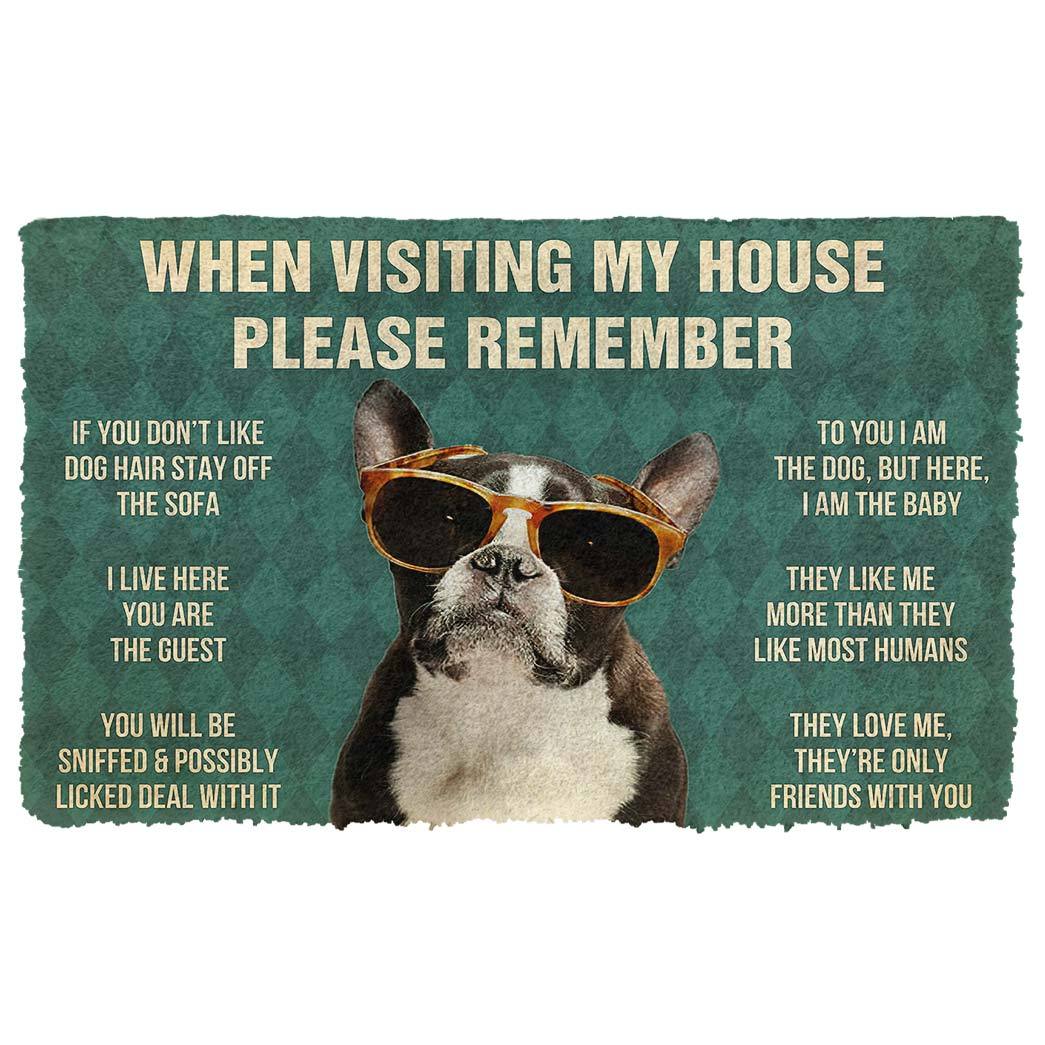 Bugybox 3D Please Remember French Bulldog With Glasses Dogs House Rules Doormat