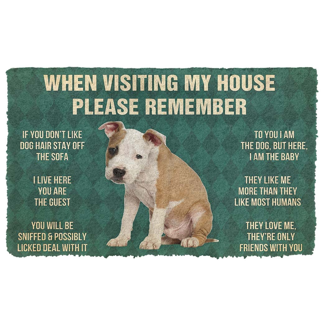 Bugybox 3D Please Remember American Staffordshire Terrier Puppy Dogs House Rules Doormat