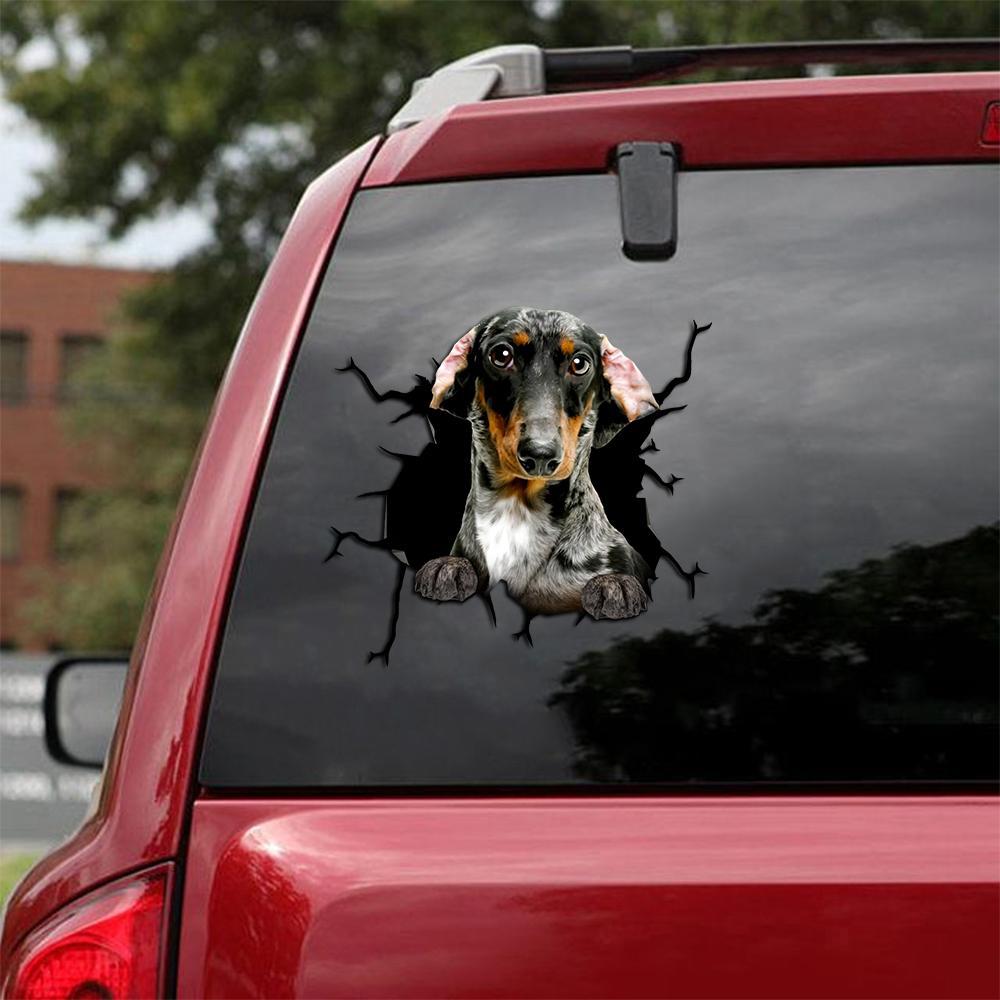 Dachshund Crack Car Sticker, Toilet Sticker, Fridge Sticker (24)