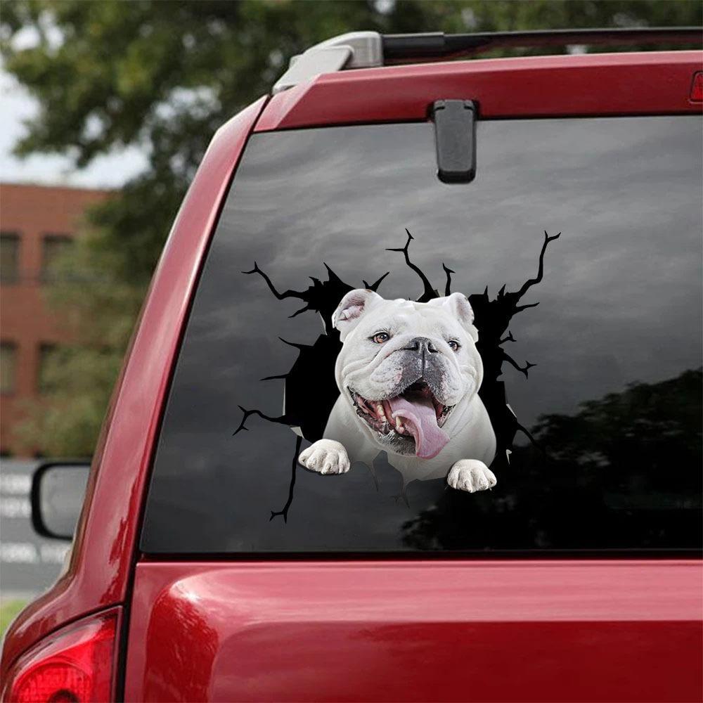 Bulldog English Bulldog Crack Car Sticker, Toilet Sticker, Fridge Sticker 8