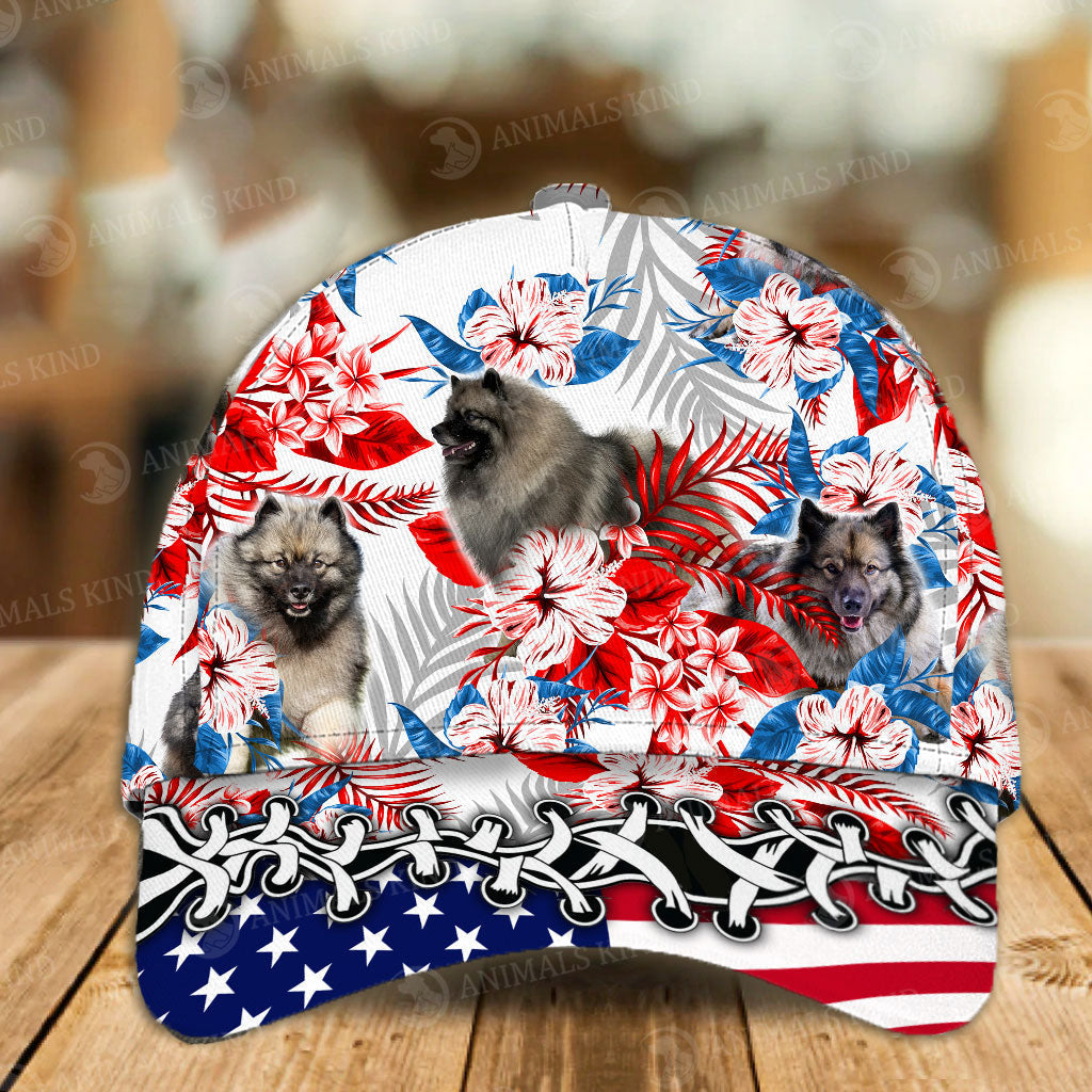 Keeshond - American Flag Cap