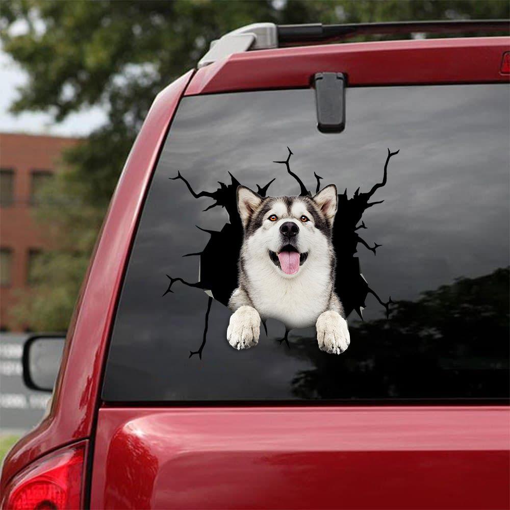 Alaskan Malamute Crack Car Sticker, Toilet Sticker, Fridge Sticker 3