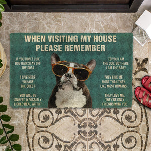 Bugybox 3D Please Remember French Bulldog With Glasses Dogs House Rules Doormat