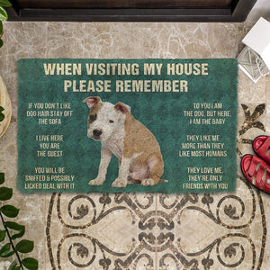 Bugybox 3D Please Remember American Staffordshire Terrier Puppy Dogs House Rules Doormat