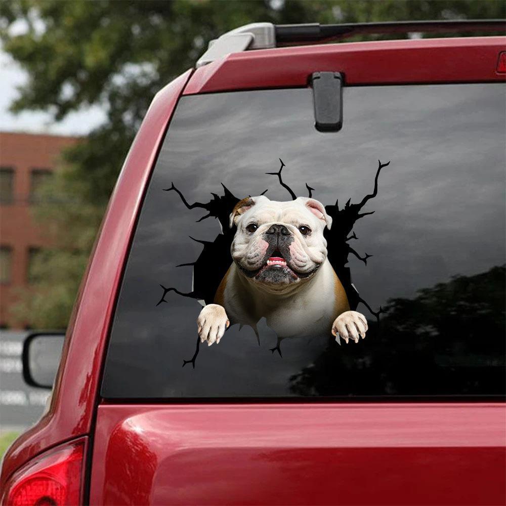 Bulldog English Bulldog Crack Car Sticker, Toilet Sticker, Fridge Sticker 9