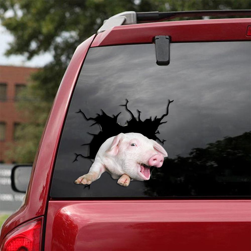 CUTE PIG CRACK STICKER ANIMALS LOVER 3