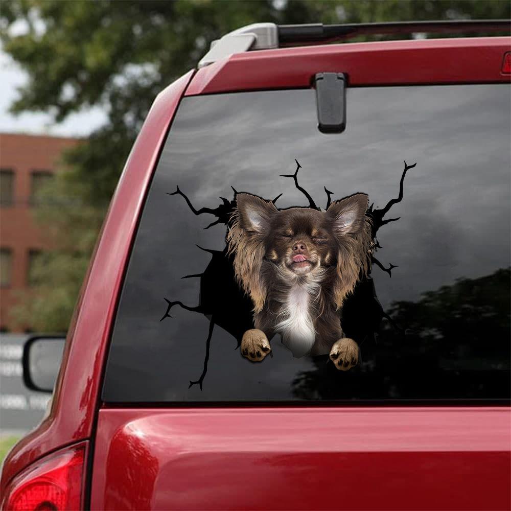 Chihuahua Crack Car Sticker, Toilet Sticker, Fridge Sticker (11)
