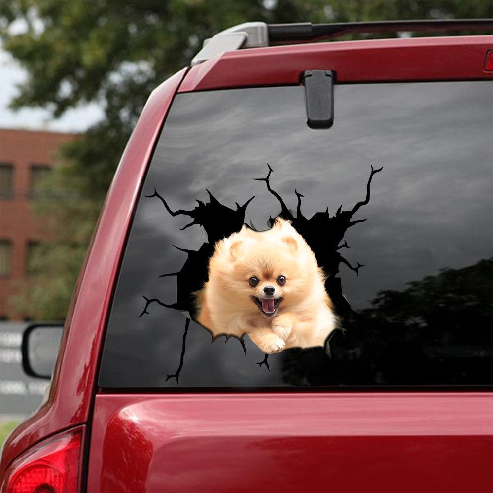 Pomeranian Crack Car Sticker, Toilet Sticker, Fridge Sticker 9