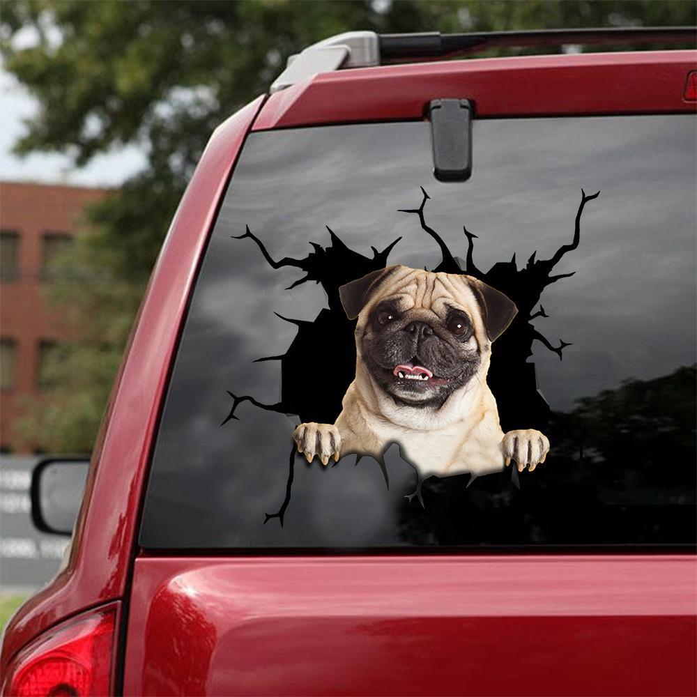 Pug Crack Car Sticker 15