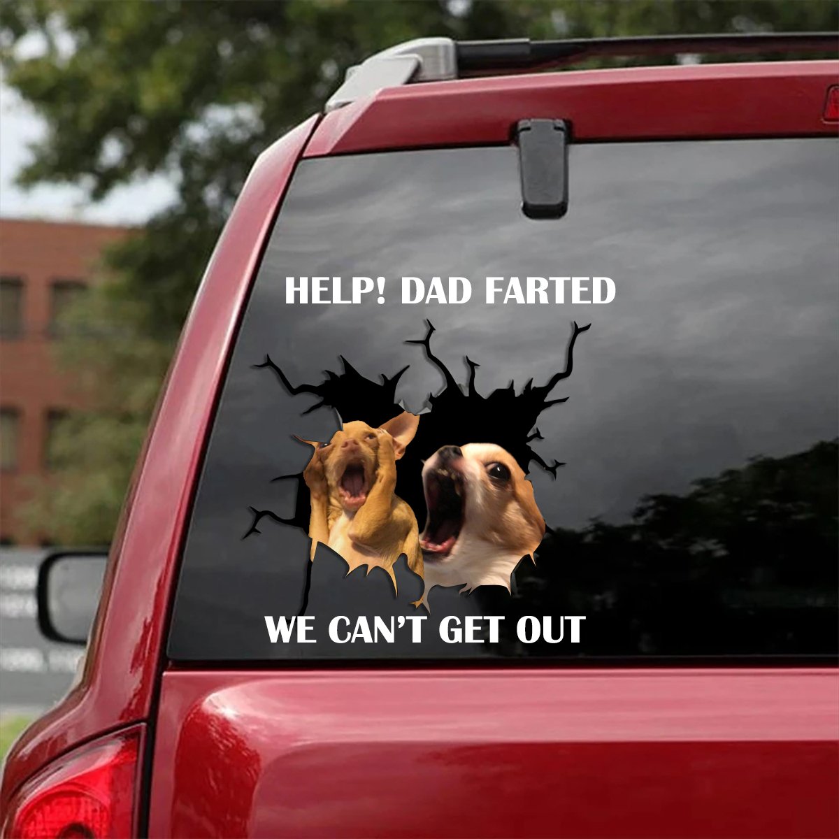 SCREAMING DOGS DAD FARTED CAR STICKER