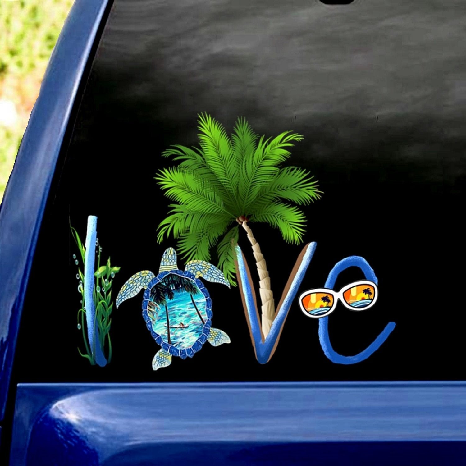 Turtle Summer Beach Car Sticker