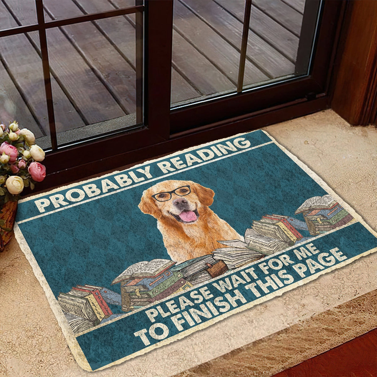 Bugybox 3D Golden Retriever Probably Reading Please Wait Doormat