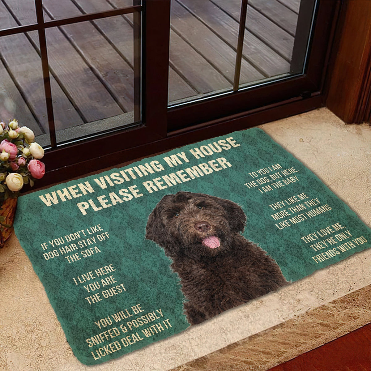 Bugybox 3D Please Remember Chocolate Labradoodles House Rule Doormat