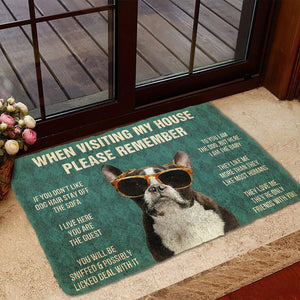 Bugybox 3D Please Remember French Bulldog With Glasses Dogs House Rules Doormat