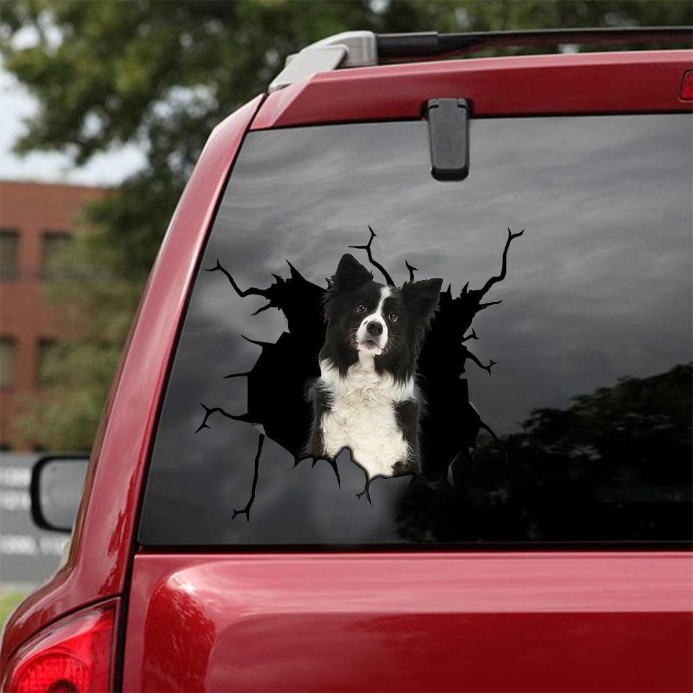 Border Collie Crack Car Sticker, Toilet Sticker, Fridge Sticker 31