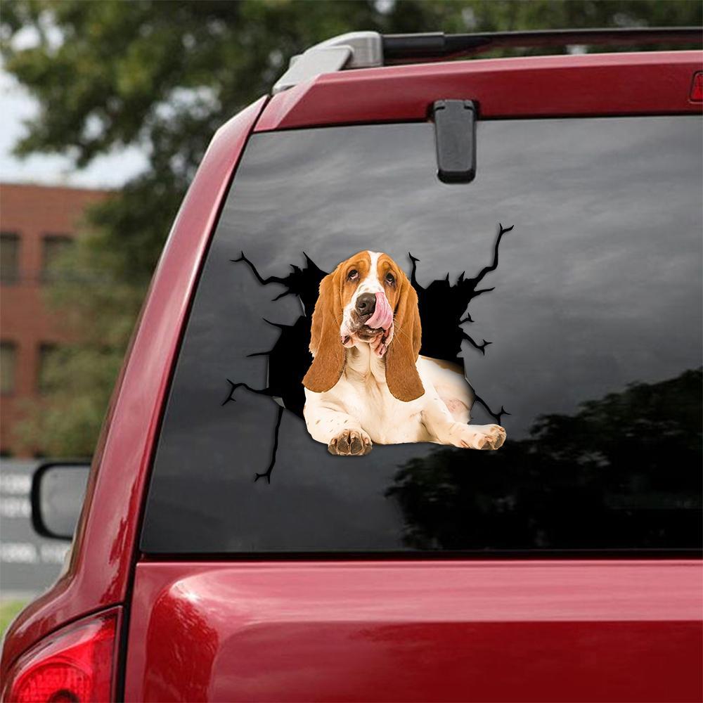 Basset Hound Crack Car Sticker, Toilet Sticker, Fridge Sticker 19