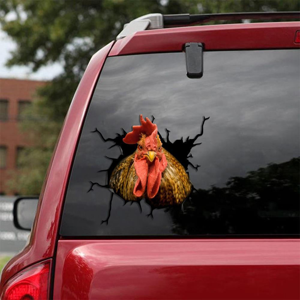 ANGRY ROOSTER CHICKEN CRACK STICKER POULTRY LOVER