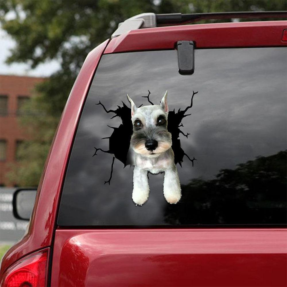 Miniature Schnauzer  Crack Car Sticker, Toilet Sticker, Fridge Sticker 4