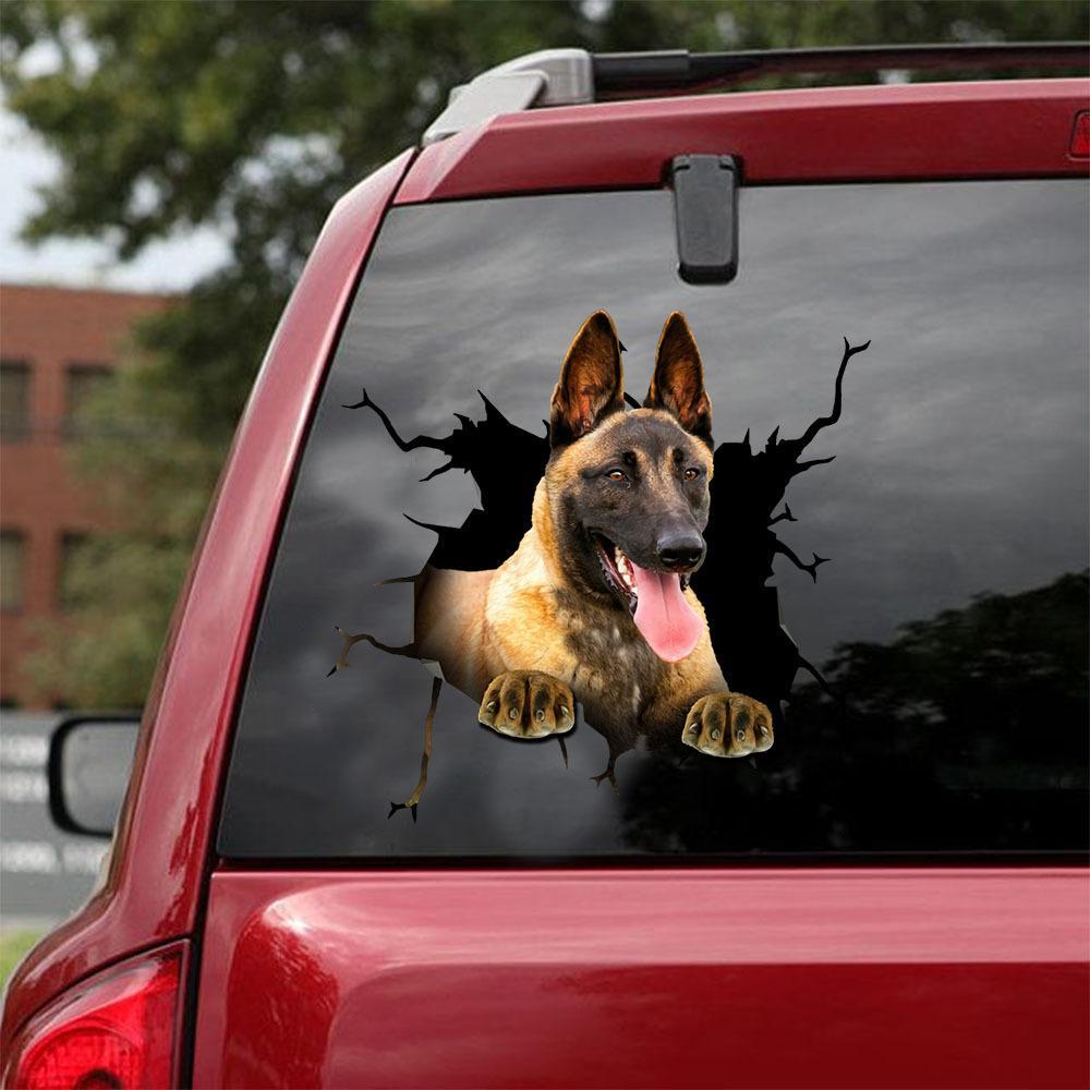 Belgian Malinois Crack Car Sticker, Toilet Sticker, Fridge Sticker 9