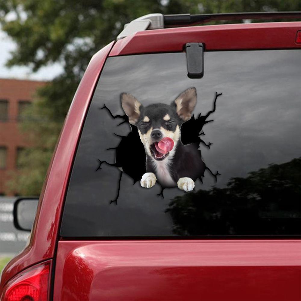 Chihuahua Crack Car Sticker, Toilet Sticker, Fridge Sticker (9)