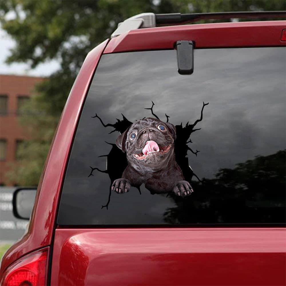 Pug Crack Car Sticker 13