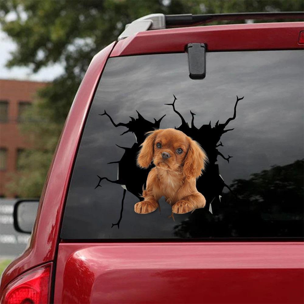 Cavalier King Charles Spaniel Crack Car Sticker, Toilet Sticker, Fridge Sticker 10