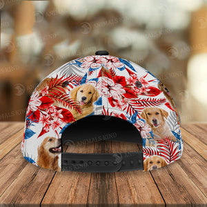 Golden Retriever 3 - American Flag Cap