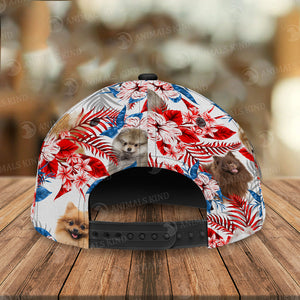 Pomeranian - American Flag Cap