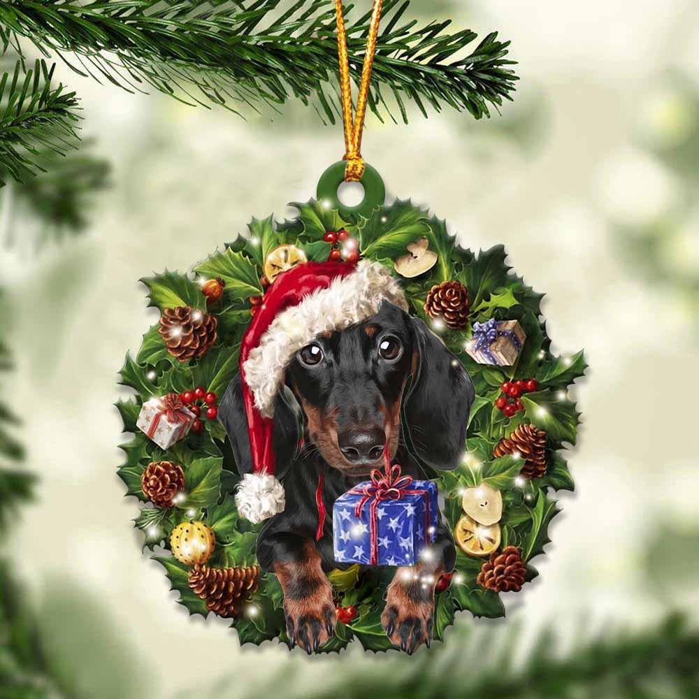 Black and Tan Dachshund and Christmas gift for her gift for him gift for Black and Tan Dachshund lover ornament