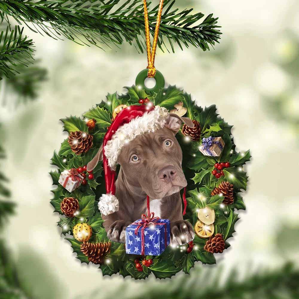 Pitbull and Christmas gift for her gift for him gift for Pitbull lover ornament