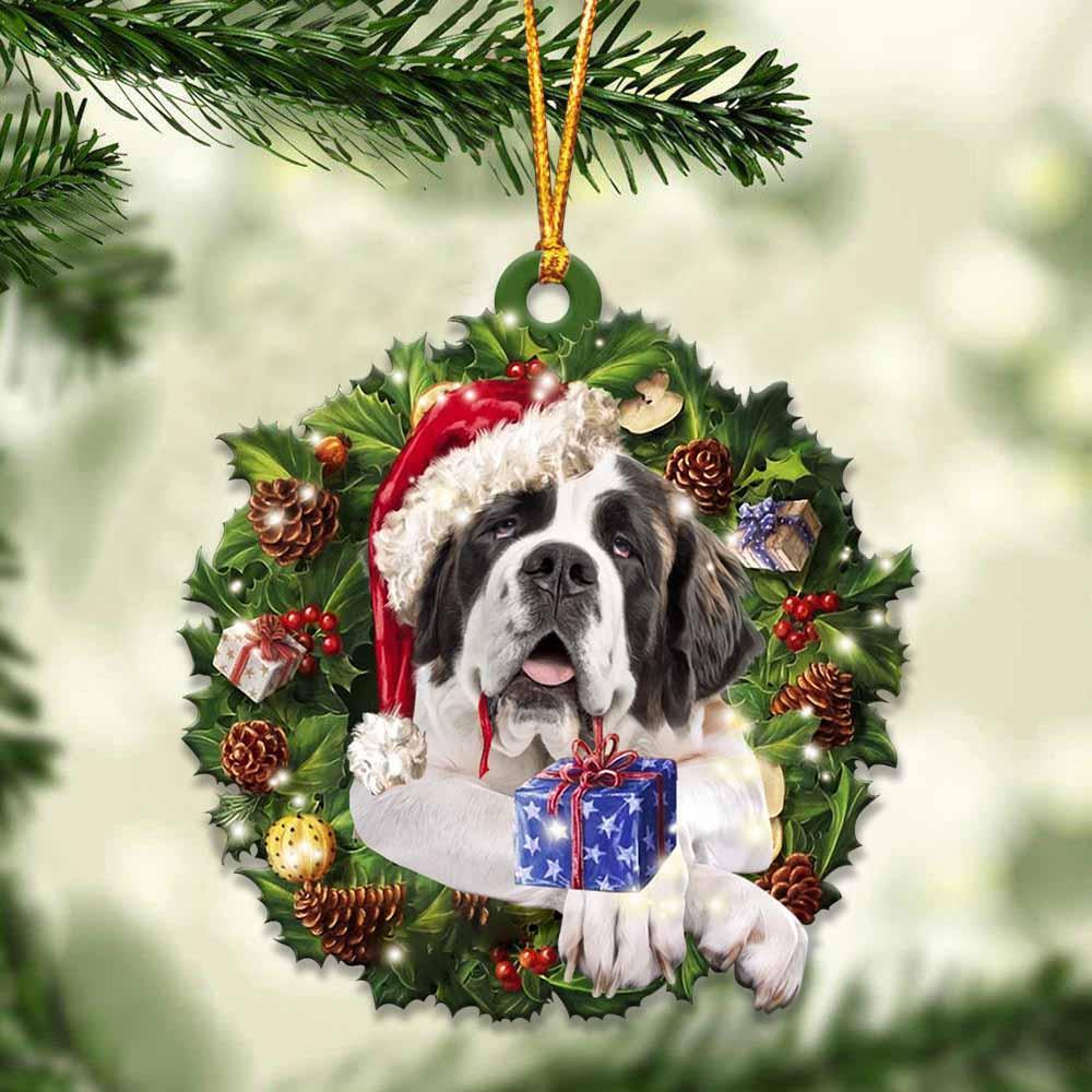 St. Bernard and Christmas gift for her gift for him gift for St. Bernard lover ornament