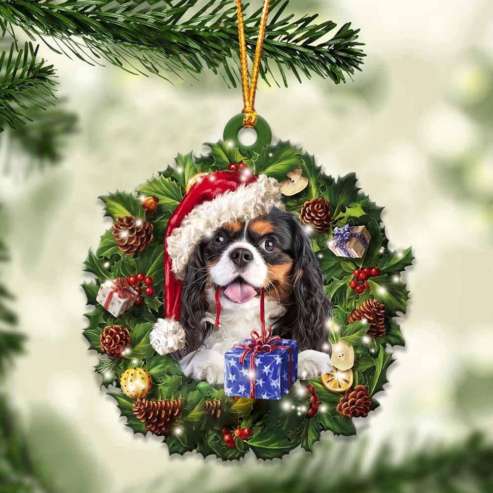 Black and Tan Cavalier King and Christmas gift for her gift for him gift for Black and Tan Cavalier King lover ornament