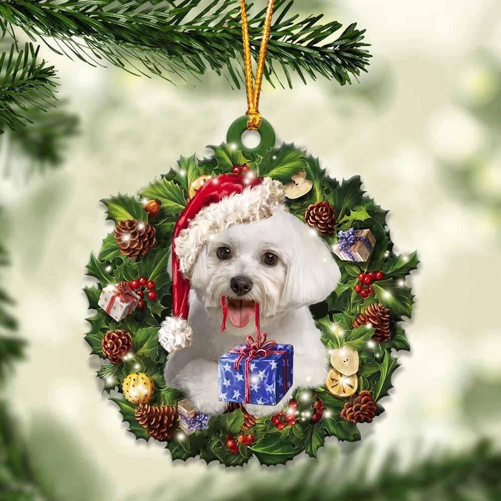 Maltese and Christmas gift for her gift for him gift for Maltese lover ornament