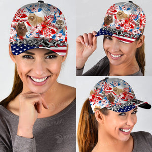 Pomeranian - American Flag Cap