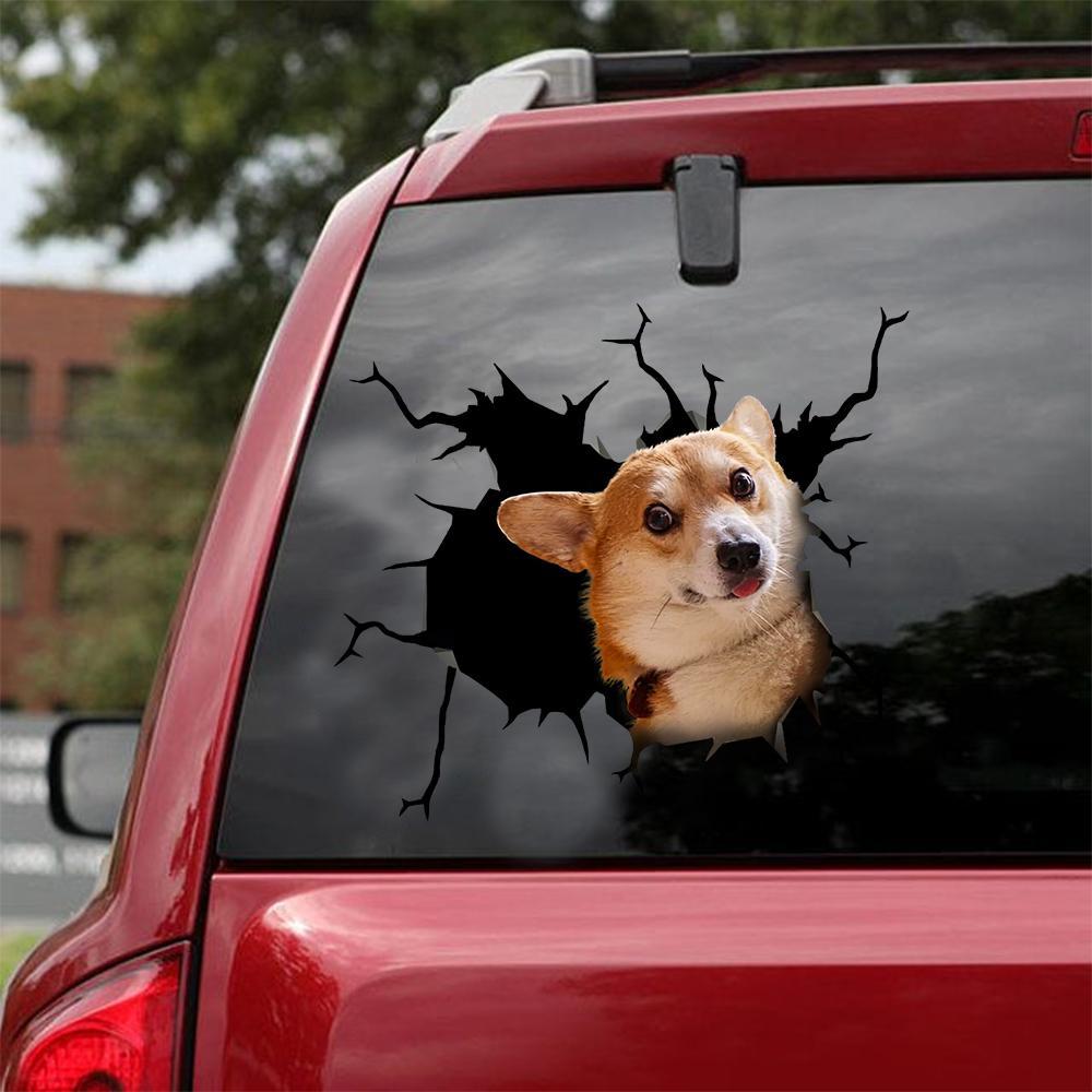 Welsh Corgi Crack Car Sticker, Toilet Sticker, Fridge Sticker 5