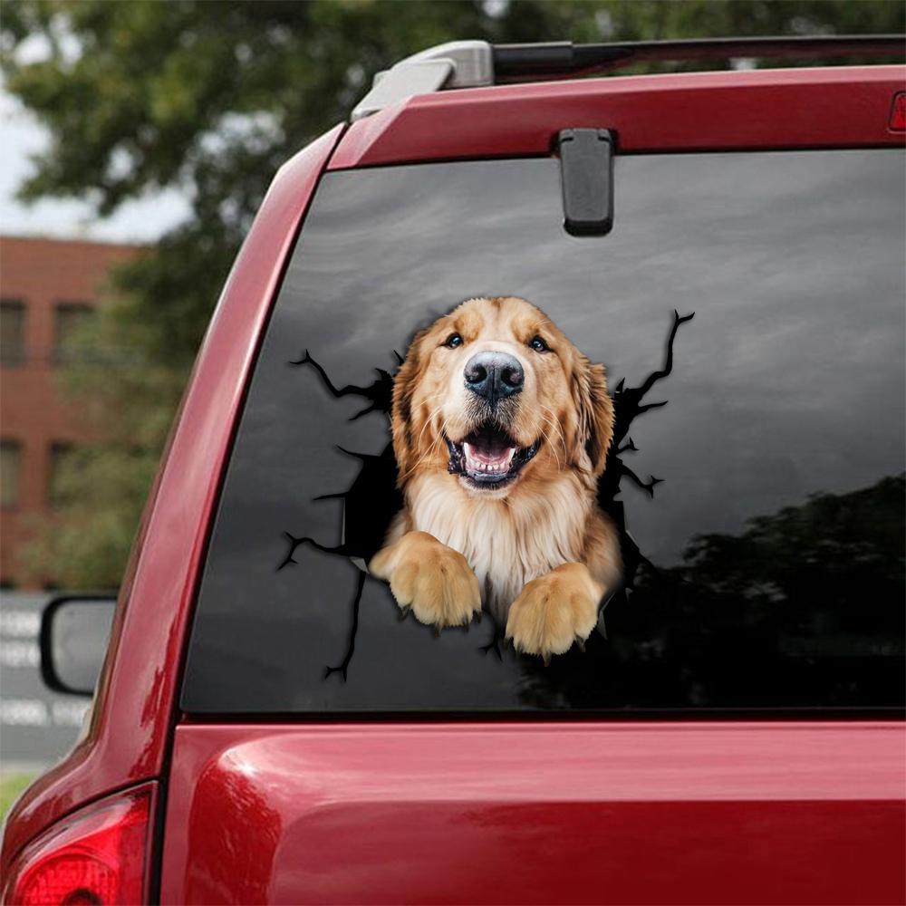 Golden Retriever Crack Car Sticker, Toilet Sticker, Fridge Sticker 4