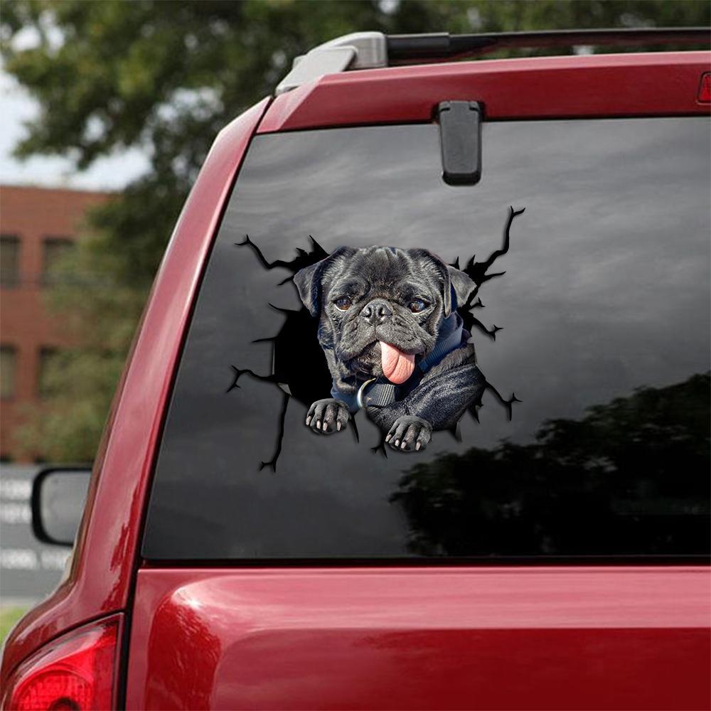 Pug Crack Car Sticker 28