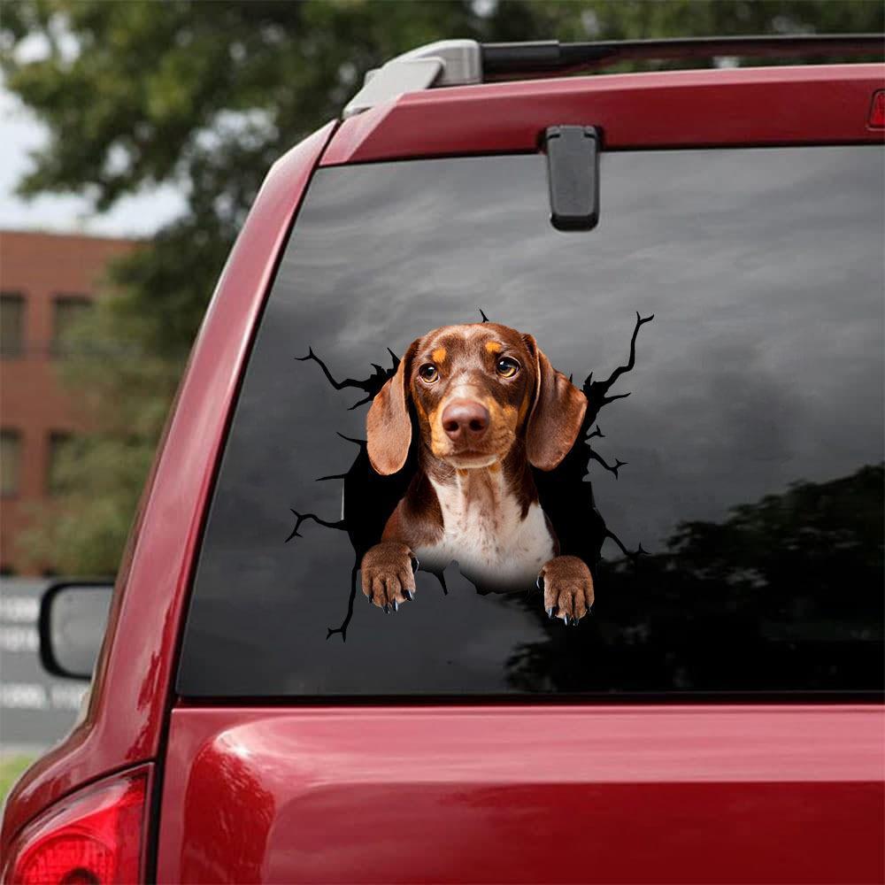 Dachshund Crack Car Sticker, Toilet Sticker, Fridge Sticker (49)
