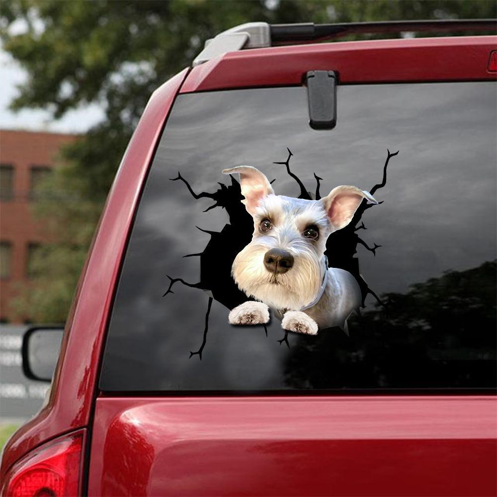 Miniature Schnauzer  Crack Car Sticker, Toilet Sticker, Fridge Sticker 11