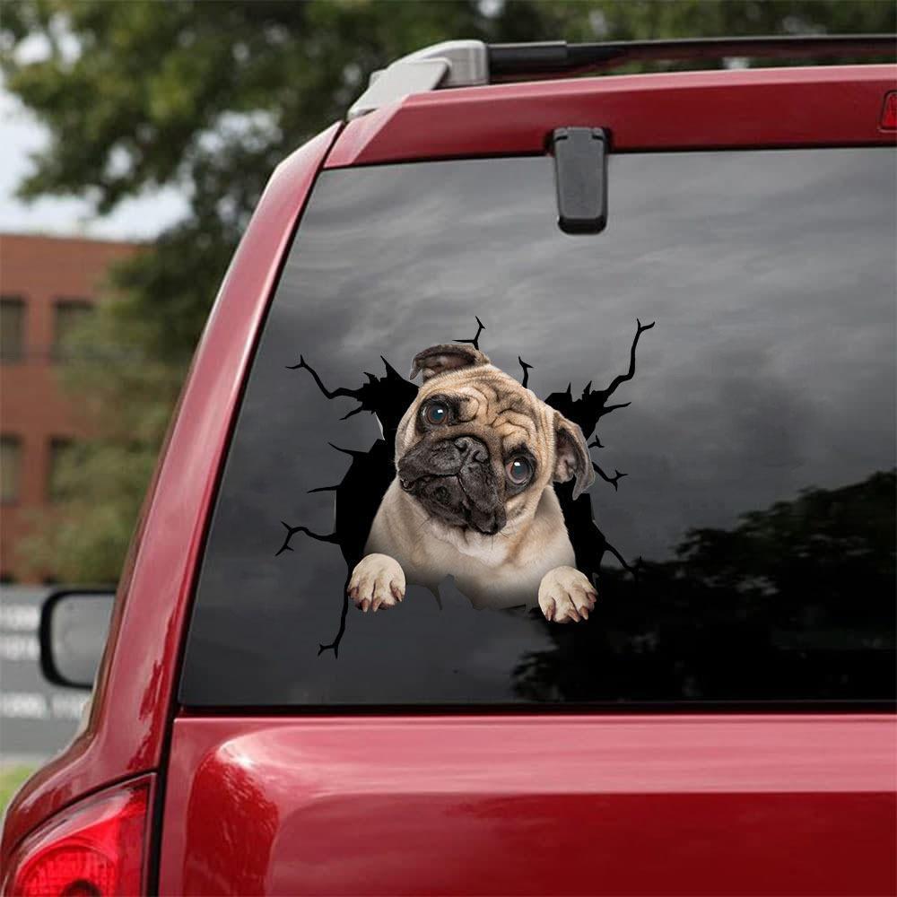 Pug Crack Car Sticker 16