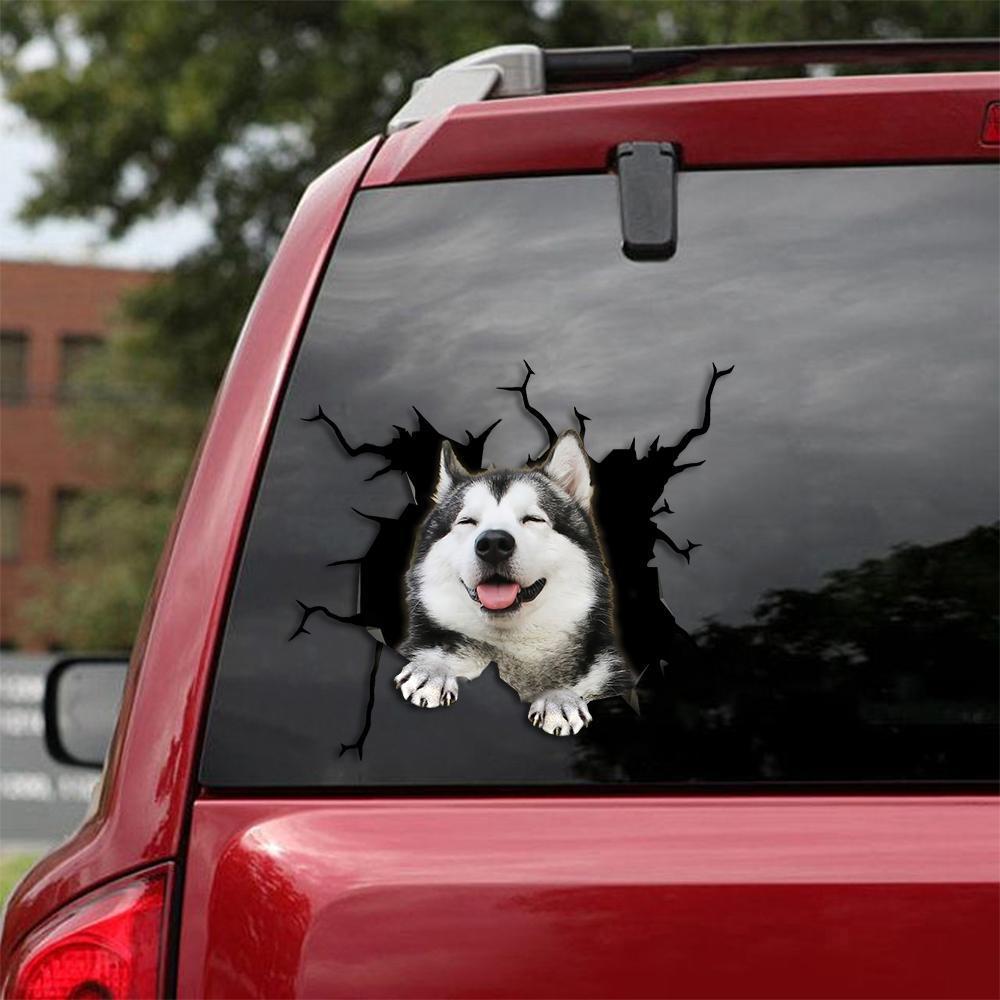 Alaskan Malamute Crack Car Sticker, Toilet Sticker, Fridge Sticker 7